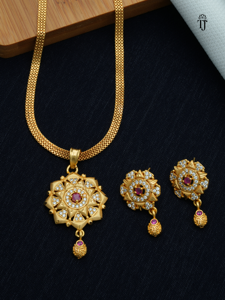 Buy Gold Plated Pendant Set Online | Premium Pendant and Earrings Set for Women